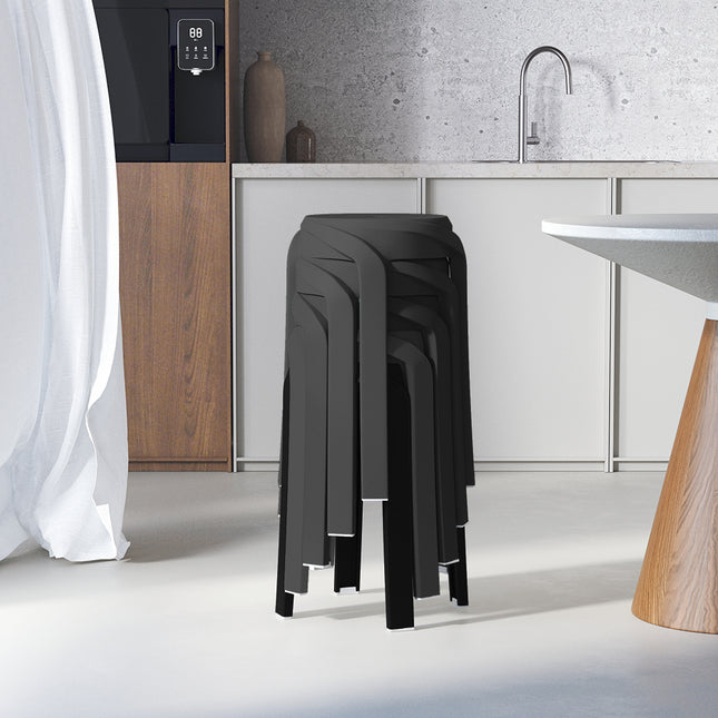 46cm H Plastic Stackable Round Stools Set of 10