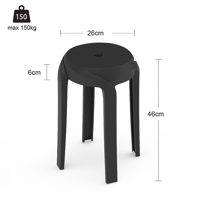 46cm H Plastic Stackable Round Stools Set of 10