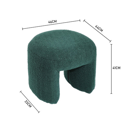 Green Modern Teddy Bear Fur Upholstered Ottoman