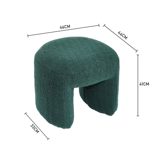 Green Modern Teddy Bear Fur Upholstered Ottoman