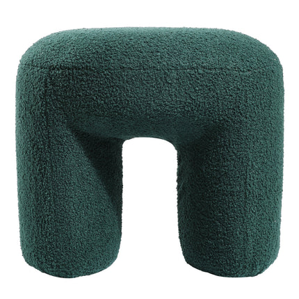 Green Modern Teddy Bear Fur Upholstered Ottoman
