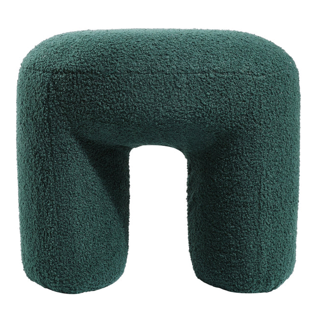 Green Modern Teddy Bear Fur Upholstered Ottoman