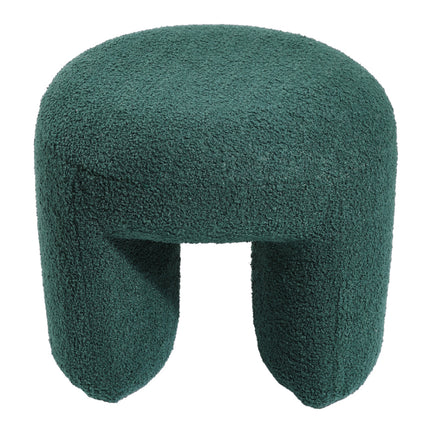 Green Modern Teddy Bear Fur Upholstered Ottoman