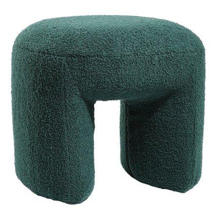 Green Modern Teddy Bear Fur Upholstered Ottoman