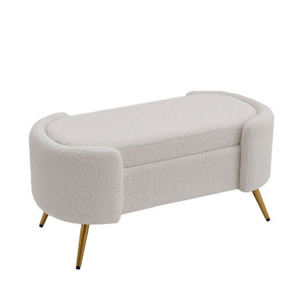 White 100cm W Luxurious Upholstered Accent Bench with Golden Legs
