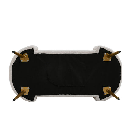 White 100cm W Luxurious Upholstered Accent Bench with Golden Legs