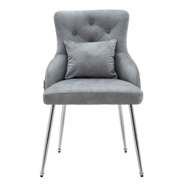 Grey Velvet Tufted Dining Chair with Cushion 88cm H