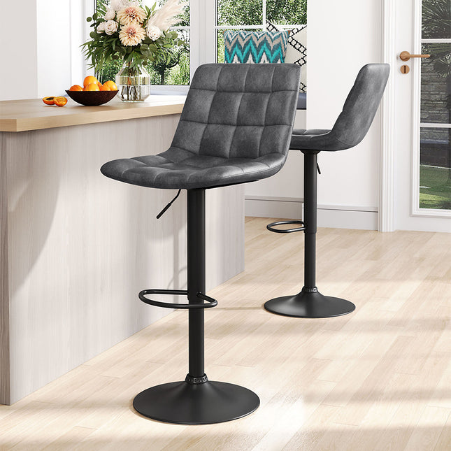 Two Pieces of Upholstered Swivel Bar Stools for Gas Lifts