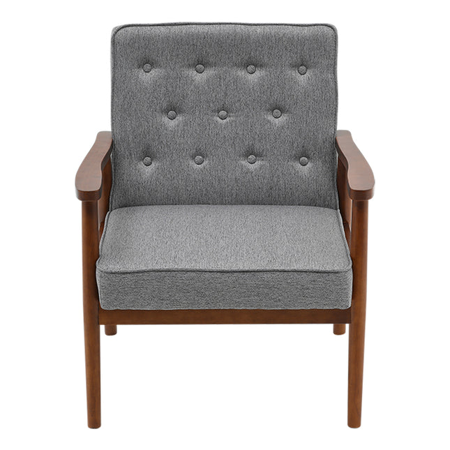Grey Modern Wood Frame Upholstered Lounge Chair