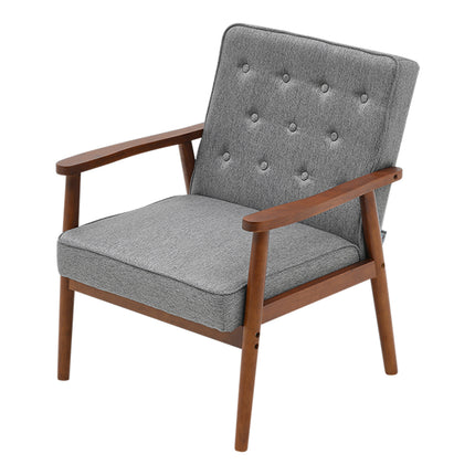 Grey Modern Wood Frame Upholstered Lounge Chair