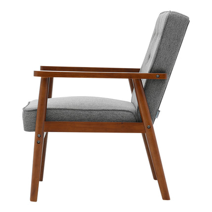 Grey Modern Wood Frame Upholstered Lounge Chair