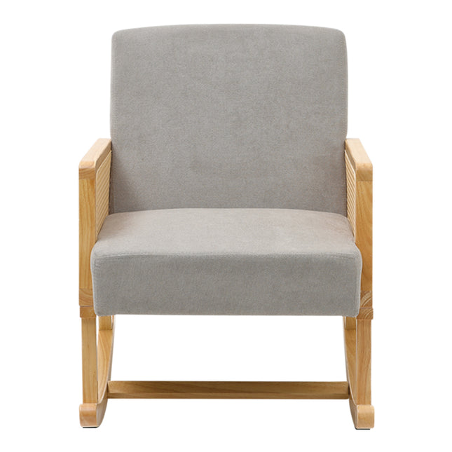 Wooden Rocking Chair in Grey Linen