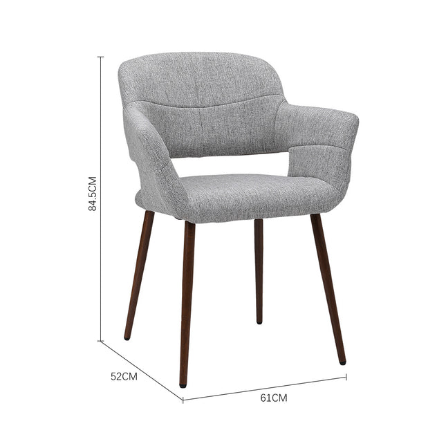Set of 2 Linen Dining Chair with Metal Legs 84.5cm H