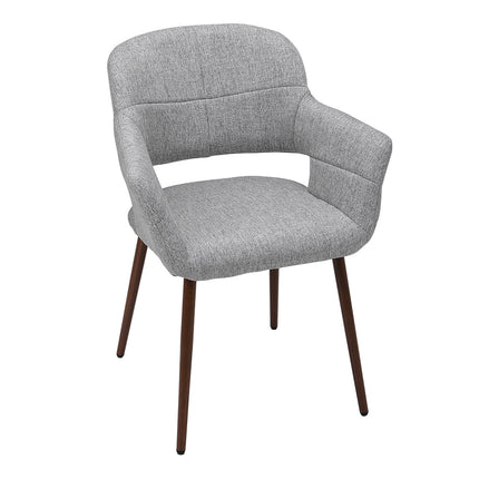 Set of 2 Linen Dining Chair with Metal Legs 84.5cm H