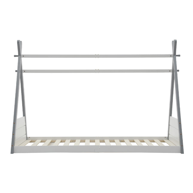 Triangular Frame Kid beds Floor Bed,White and Grey