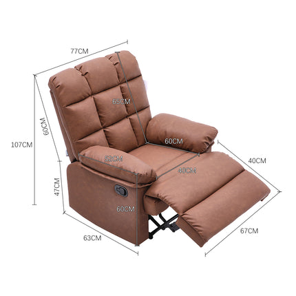 Brown Faux Leather Upholstered Recliner Armchair
