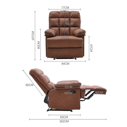 Brown Faux Leather Upholstered Recliner Armchair