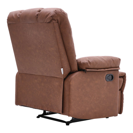 Brown Faux Leather Upholstered Recliner Armchair