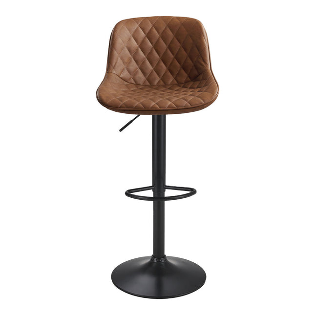 Set of 2 PU Leather Swivel Bar Stools with Adjustable Height 90–110cm