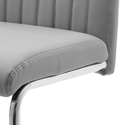 2 Pcs Grey PU Leather Bar Stools with Backrest for Pub Dining Room 108cm H