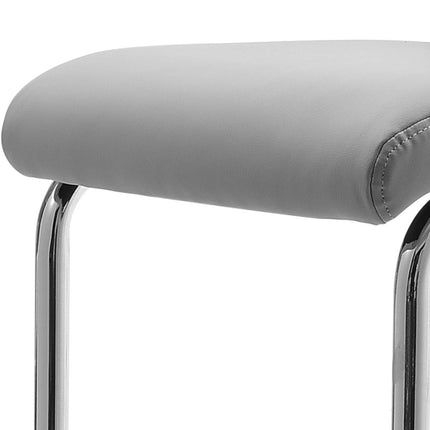 2 Pcs Grey PU Leather Bar Stools with Backrest for Pub Dining Room 108cm H