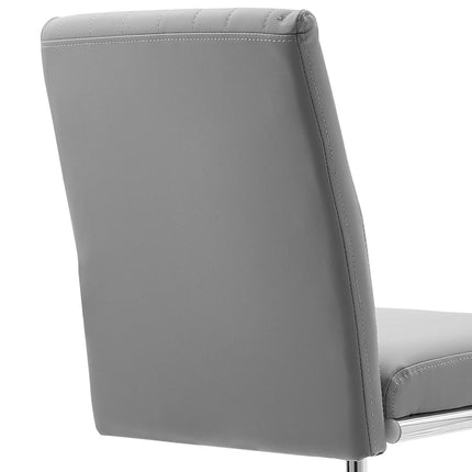 2 Pcs Grey PU Leather Bar Stools with Backrest for Pub Dining Room 108cm H