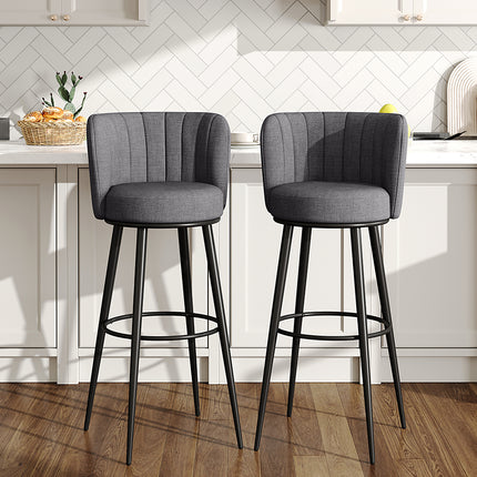 Set of 2 Premium Linen Upholstered Bar Stools 103cm High