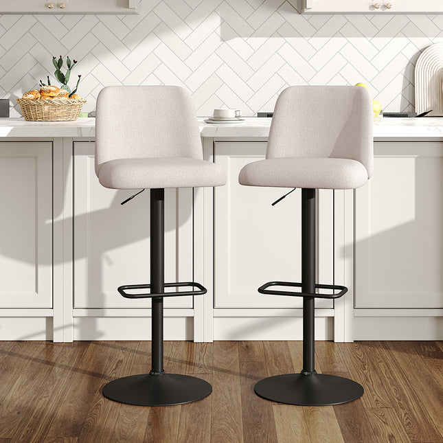 Set of 2 Swivel Bar Stools with Mid Backrest and Adjustable Height 88–108cm