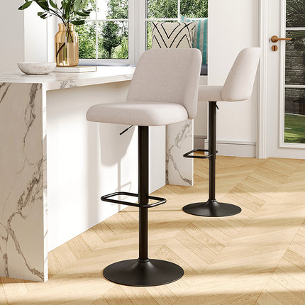 Set of 2 Swivel Bar Stools with Mid Backrest and Adjustable Height 88–108cm