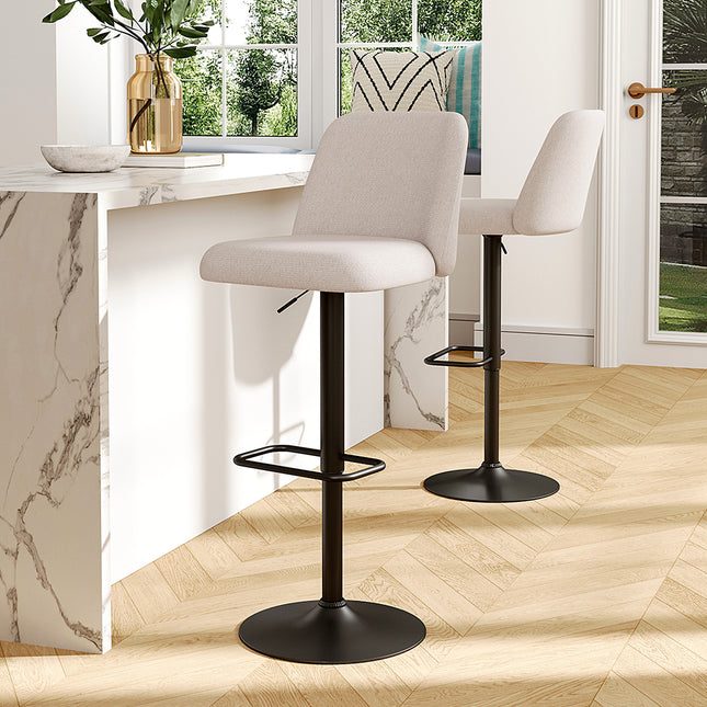 Set of 2 Swivel Bar Stools with Mid Backrest and Adjustable Height 88–108cm