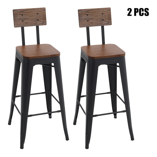 Breakfast Bar Kitchen Stool Two Metal Backrest Breakfast Bar