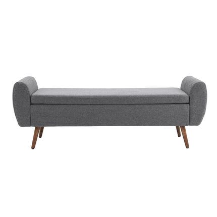 Linen Upholstered Storage Bench,Grey, 151x55cm