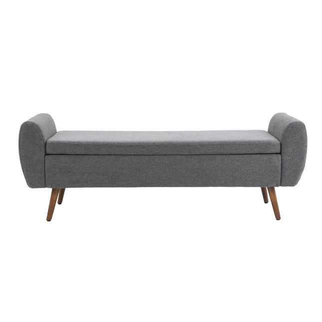 Linen Upholstered Storage Bench Grey 151x55cm