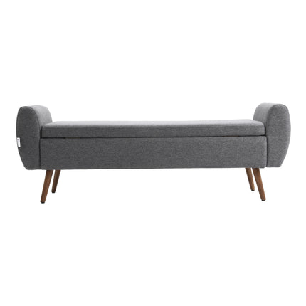 Linen Upholstered Storage Bench,Grey, 151x55cm