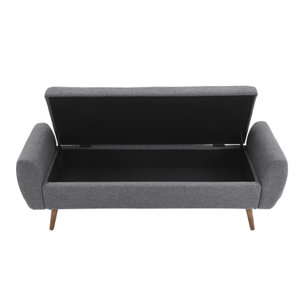 Linen Upholstered Storage Bench,Grey, 151x55cm