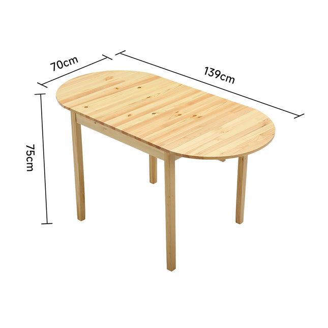 Natural 139cm W Extendable Oval Wooden Dining Table
