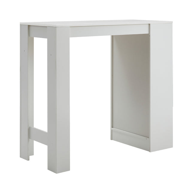White Wooden Bar Table with Open Shelves White Table Top 103cm