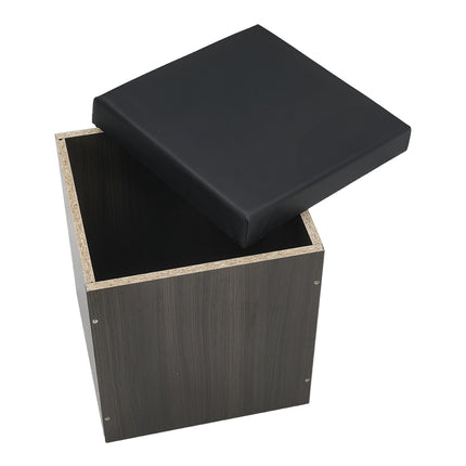 Wood Versatile Table and 4 Storage Stools Set,Grey And Black