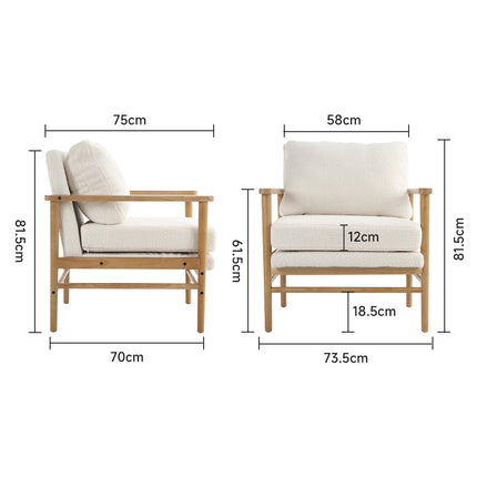 White Upholstered Teddy Bear Fur Wooden Armchair