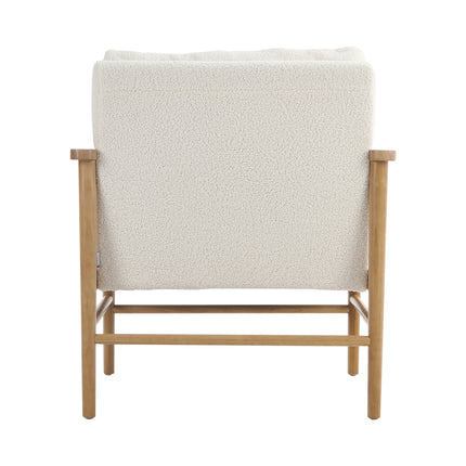 White Upholstered Teddy Bear Fur Wooden Armchair