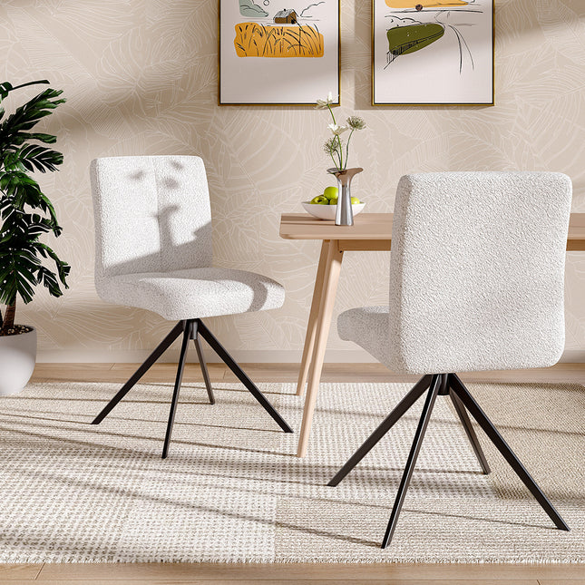 2Pcs Plush Breakfast Bar Stools,White 83cm H