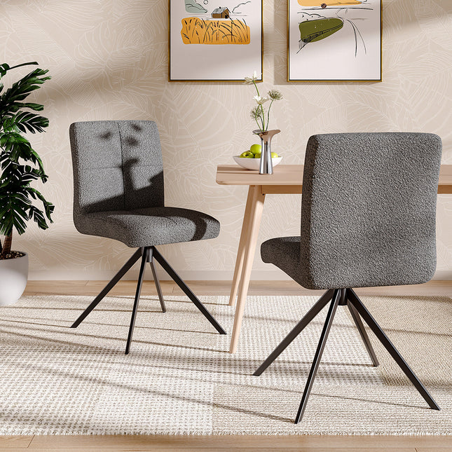 2Pcs Plush Breakfast Bar Stools,Grey 83cm H