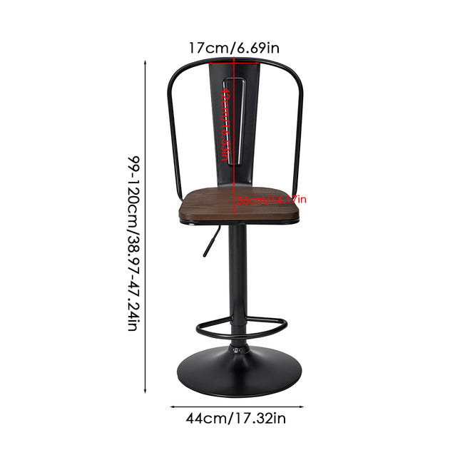 Set of 2 Adjustable Kitchen Bar Stools Dining Chairs 99–120cm High