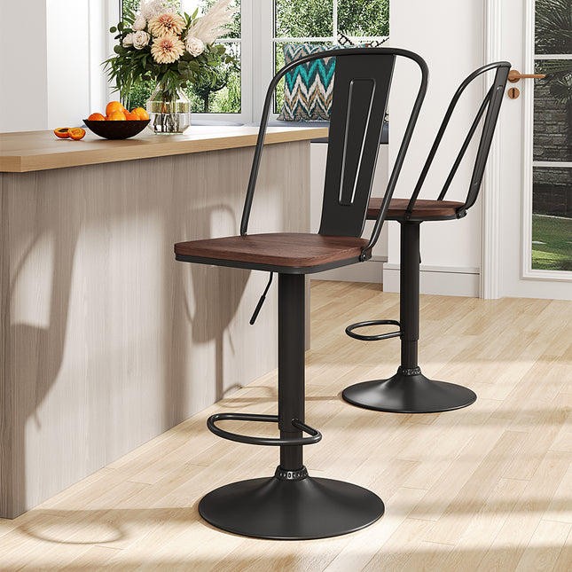 Set of 2 Adjustable Kitchen Bar Stools Dining Chairs 99–120cm High