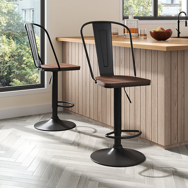 Set of 2 Adjustable Kitchen Bar Stools Dining Chairs 99–120cm High