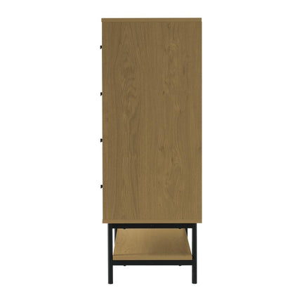 Contemporary Storage Cabinet with Fluted Glass Door and Slatted Drawers