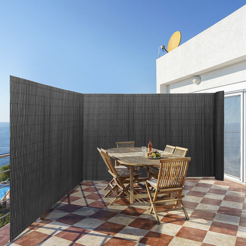 Dark Grey PVC Fence Screen Bamboo Mat Border Panel Garden Wall Privacy Protect 1x3M