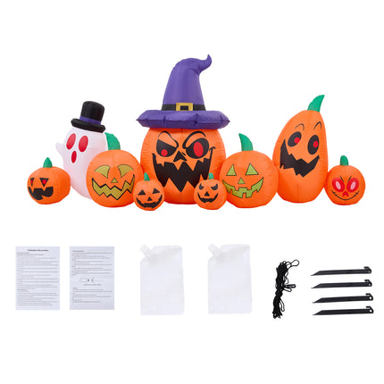 8ft Halloween Inflatable Pumpkin Outdoor Decorations with Ghost