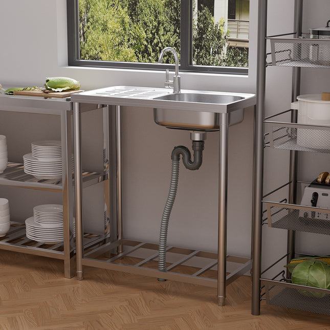 Free Standing Stainless Steel Single Bowl Sink