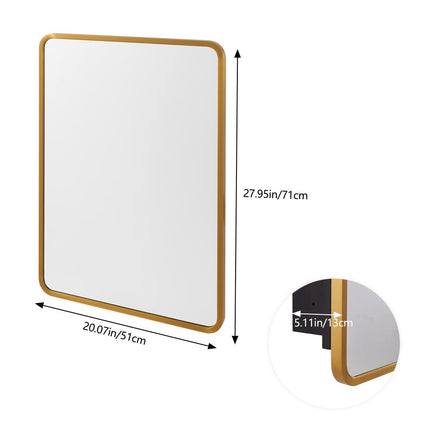 Surface Mount Rectangular Bathroom Storage Mirror Cabinet with Round Corner